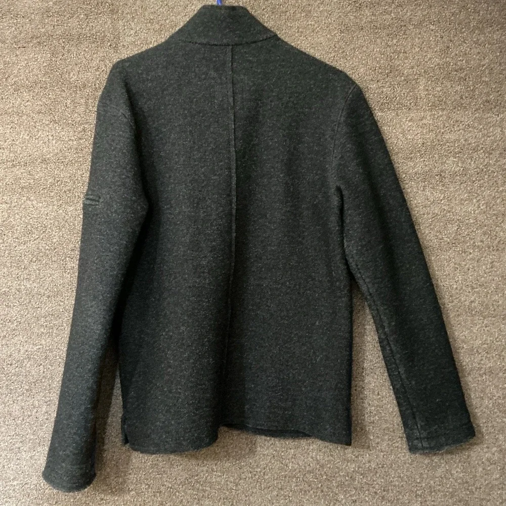 Robert Comstock Vertical Wool Blend Jacket Full‎ Zip Black/Dk Gray M Men Blanket